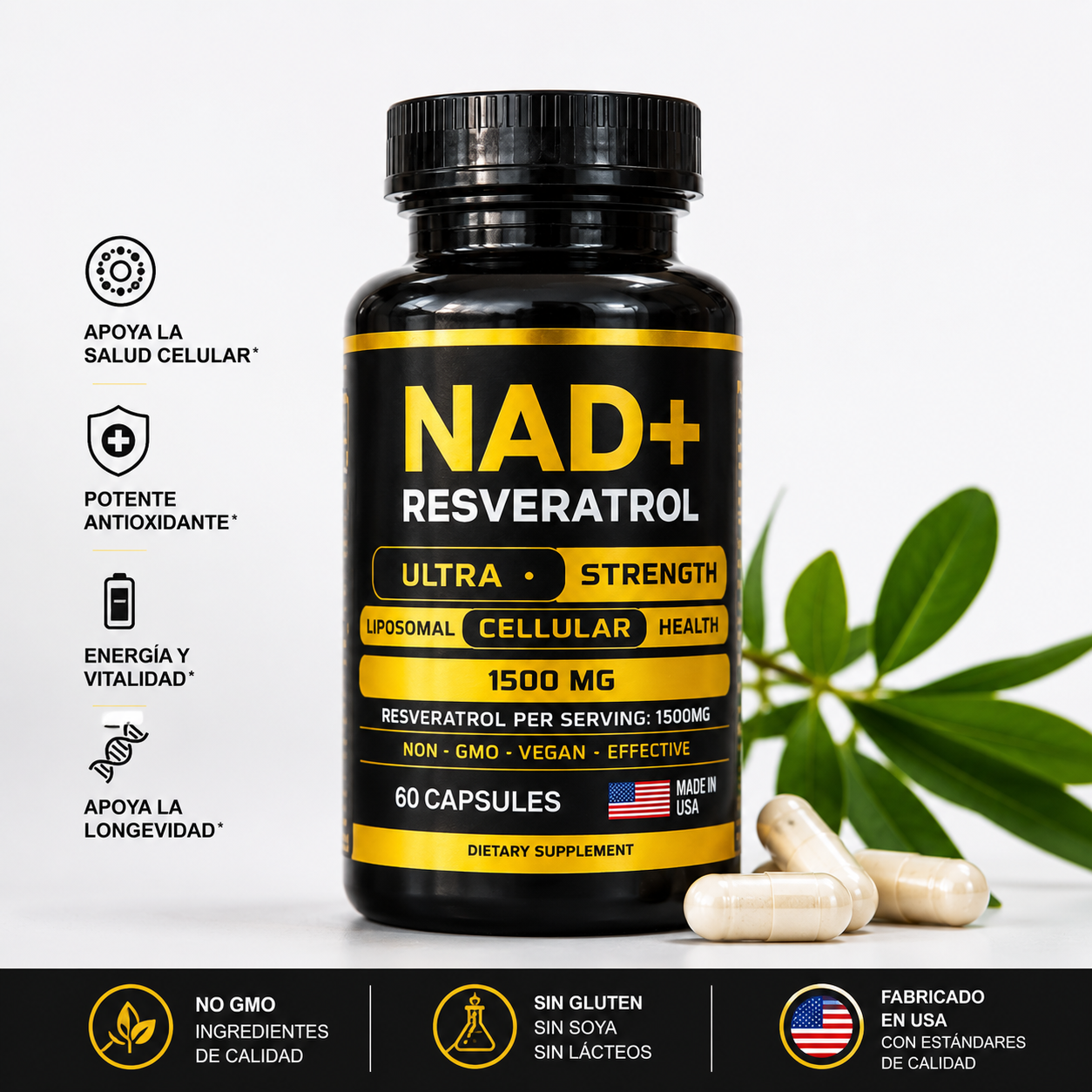 ✨ NAD+ Resveratrol | Energía Celular & Bienestar Diario 🌿