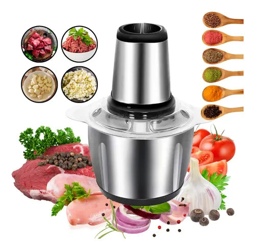 ⚡ Picadora Eléctrica 2L Acero INOX. – ¡Cocina en Segundos y Sin Esfuerzo! 🍴✨