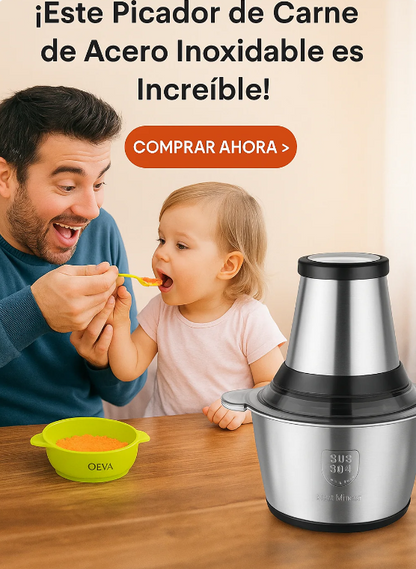 ⚡ Picadora Eléctrica 2L Acero INOX. – ¡Cocina en Segundos y Sin Esfuerzo! 🍴✨
