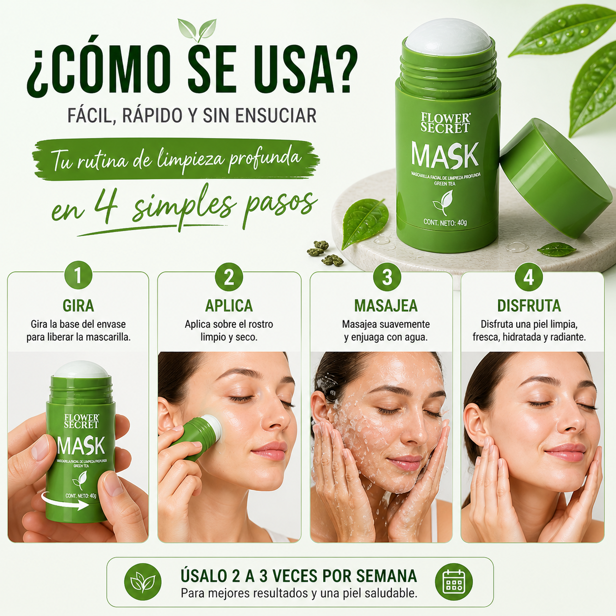 🌿Mascarilla Facial de Te Verde en Barra🌿