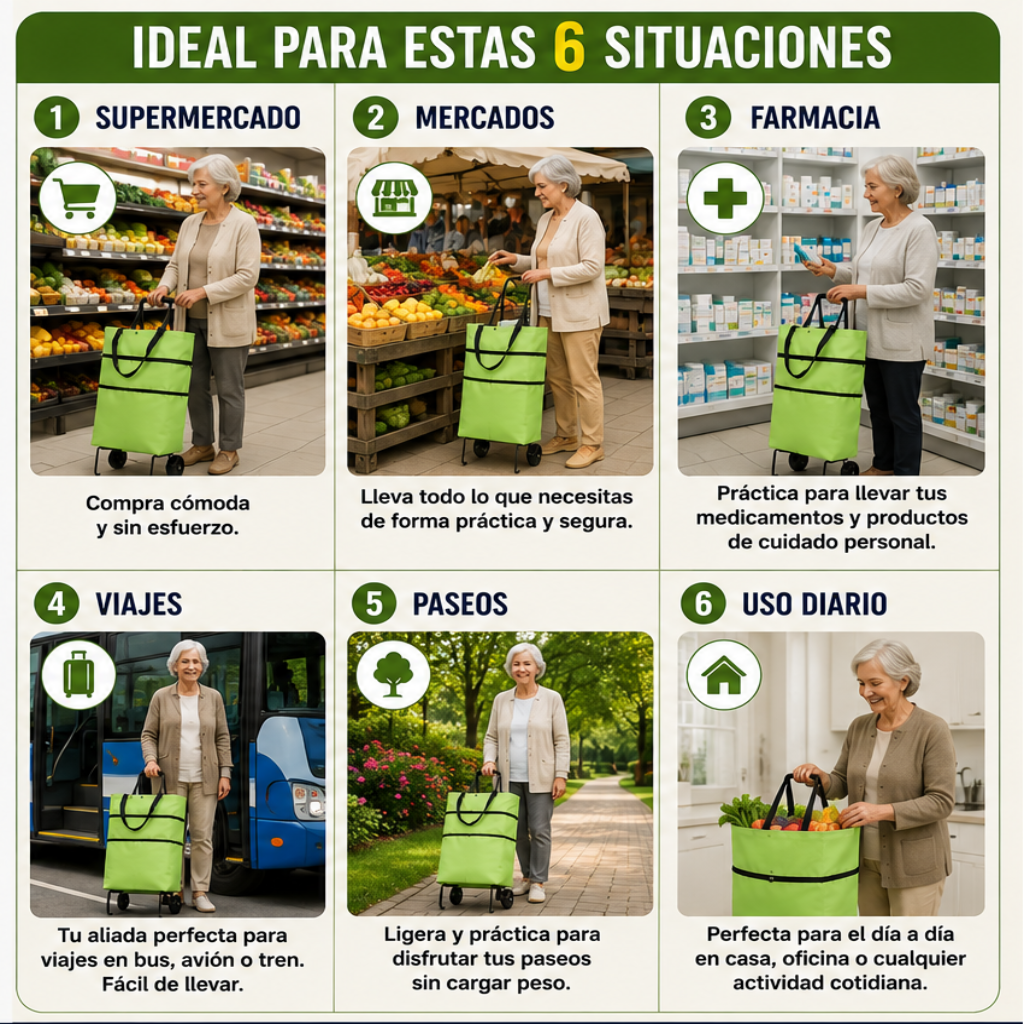 Bolsa Plegable con Ruedas Multiuso | 2 en 1