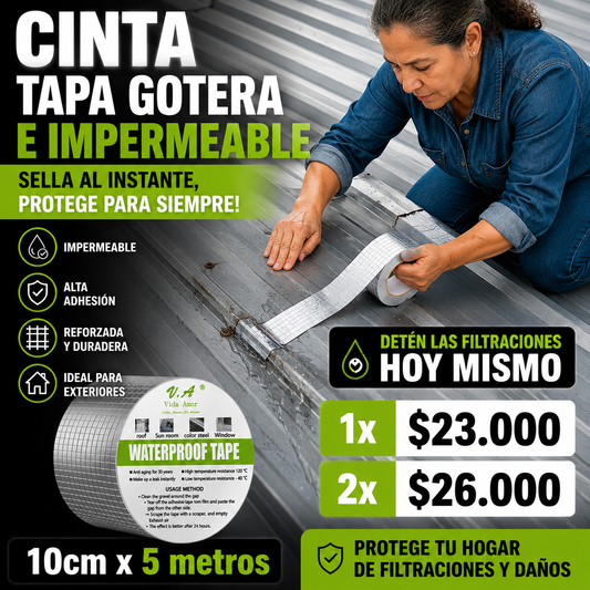💧 Cinta Tapa Gotera De Butilo 10cm x 5mts Impermeable 🏠