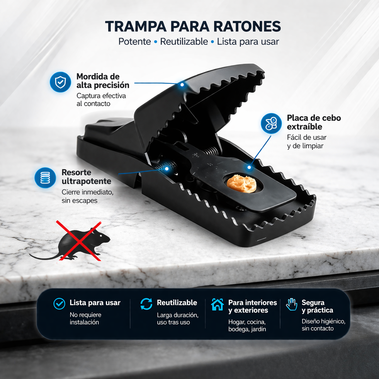 Pack 3 Trampas para Ratones T-REX 🚫Solución Rápida y Segura 🐭